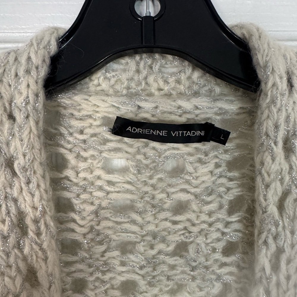 Adrienne Vittadini silver and Cream Open-Knit Cardigan - Picture 2 of 4